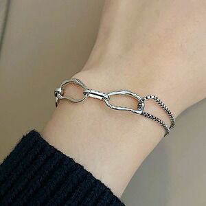 Sterling Silver Minimalist Bracelet, Irregular, Geometric, Dainty, Trendy